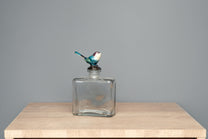Glass Bottle W/ Pewter Bird Stopper