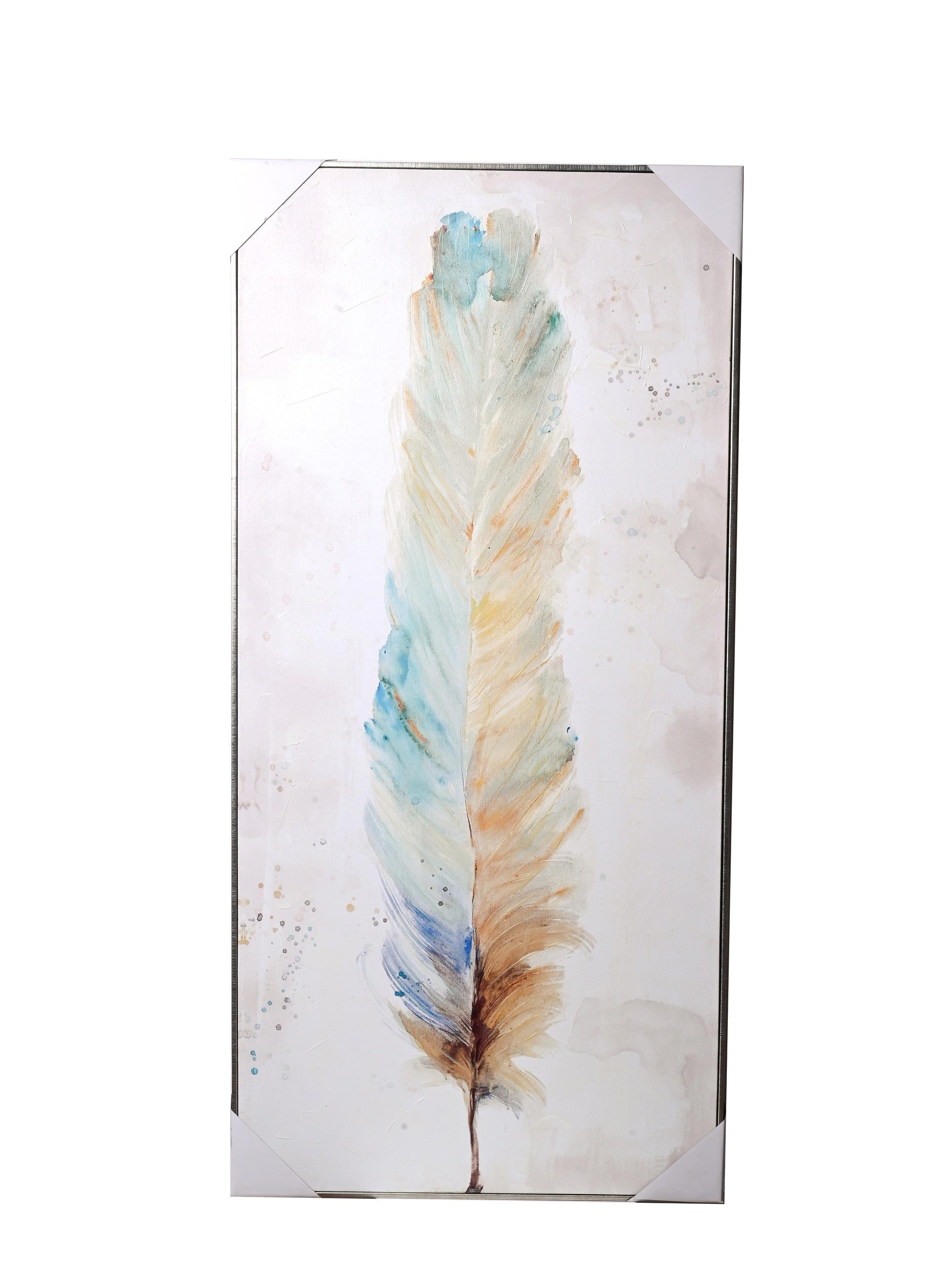 Canvas Wall Art w/ Feather Image