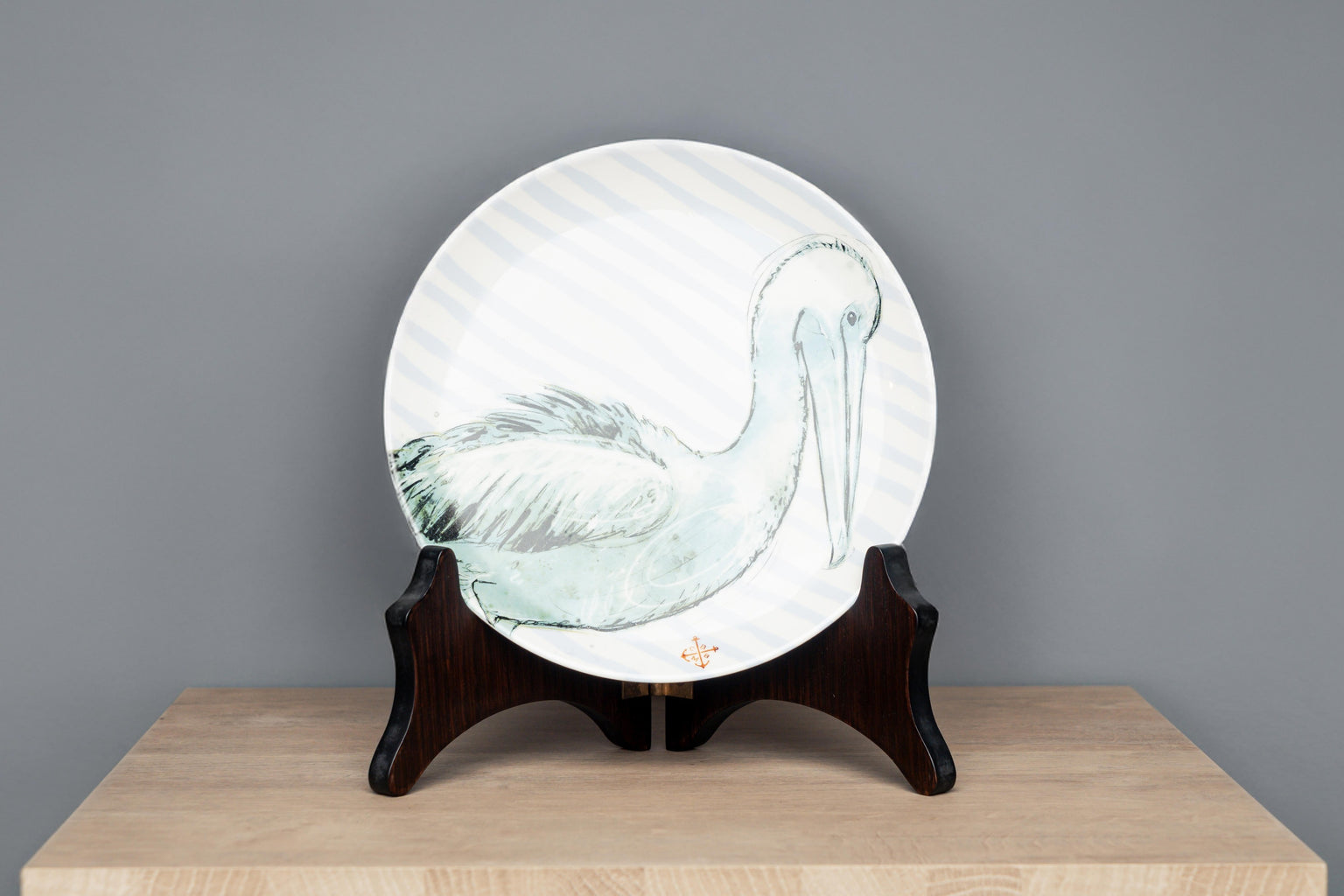 Chad Stoneware Plate W/ Nautical Design, With stand