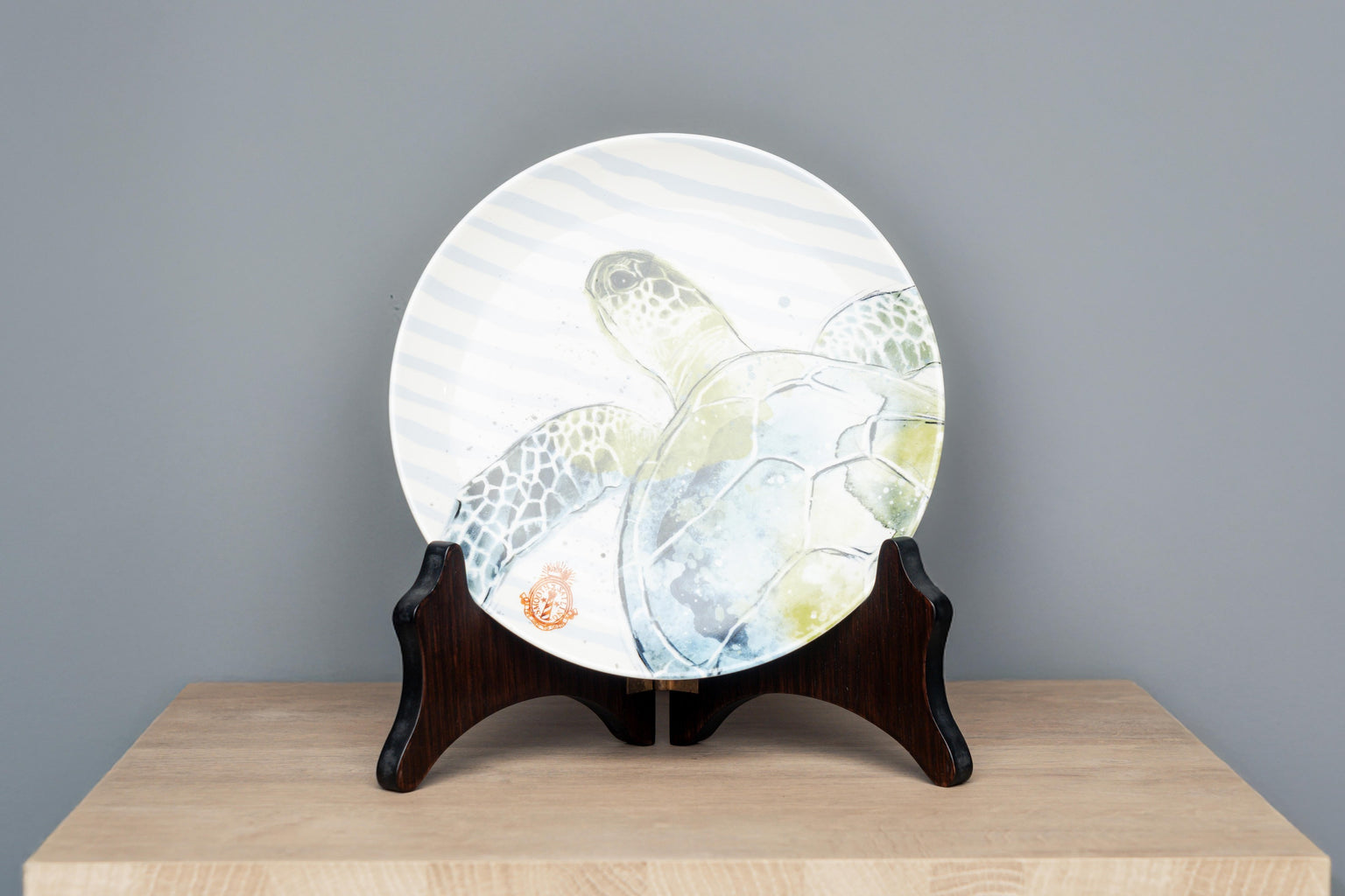 Chad Stoneware Plate W/ Nautical Design, With stand