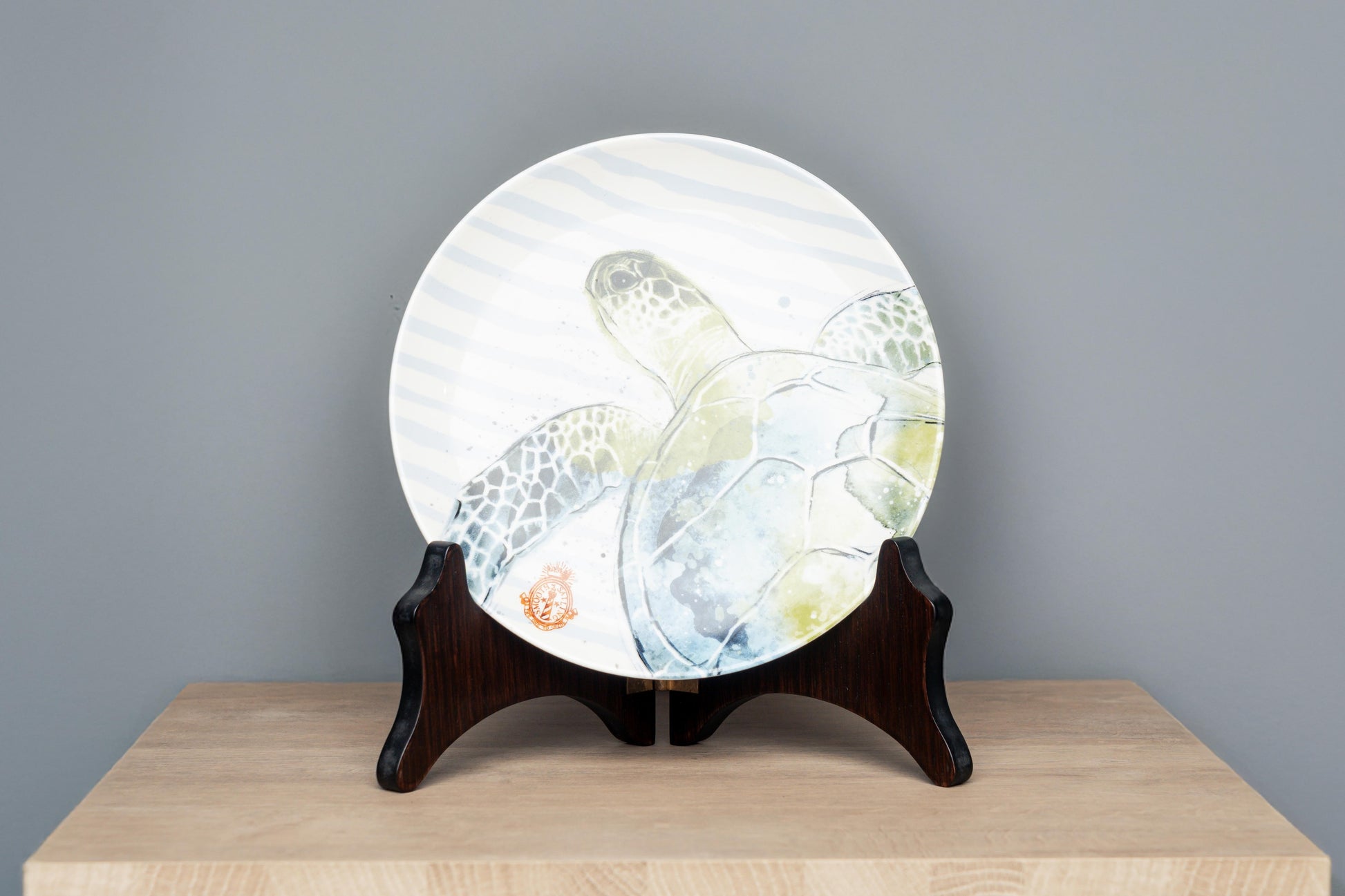 Chad Stoneware Plate W/ Nautical Design, With stand
