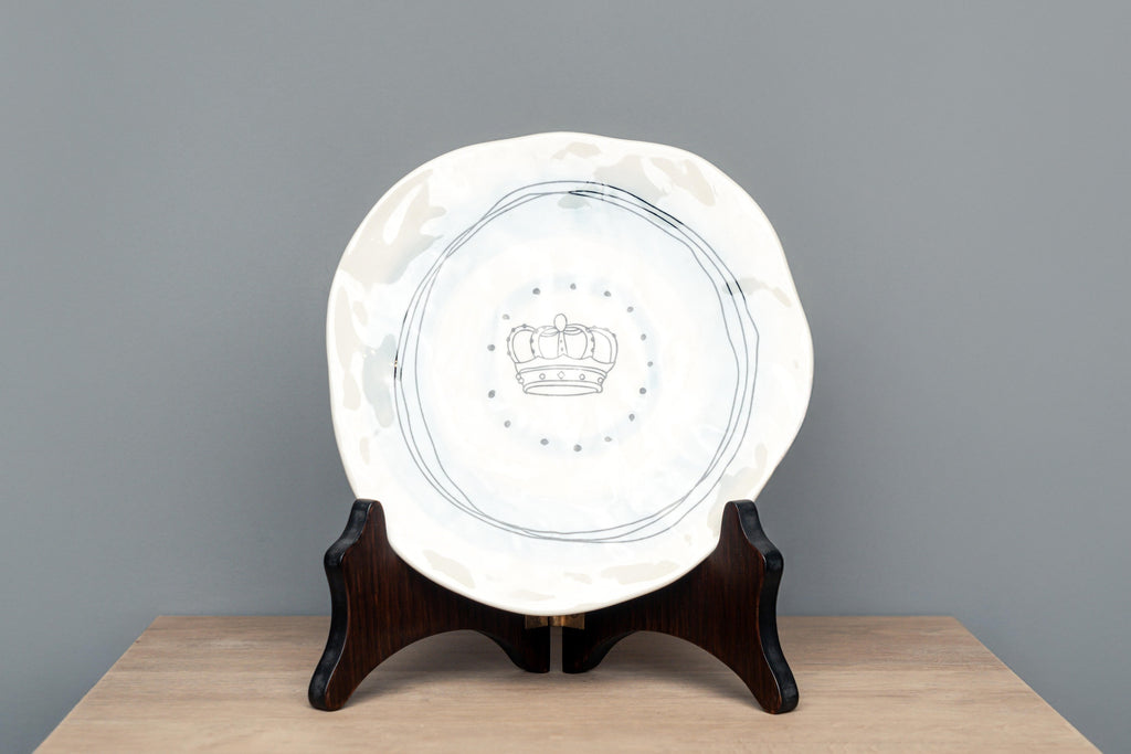 Stoneware Hand-Painted Plate, Key With Stand