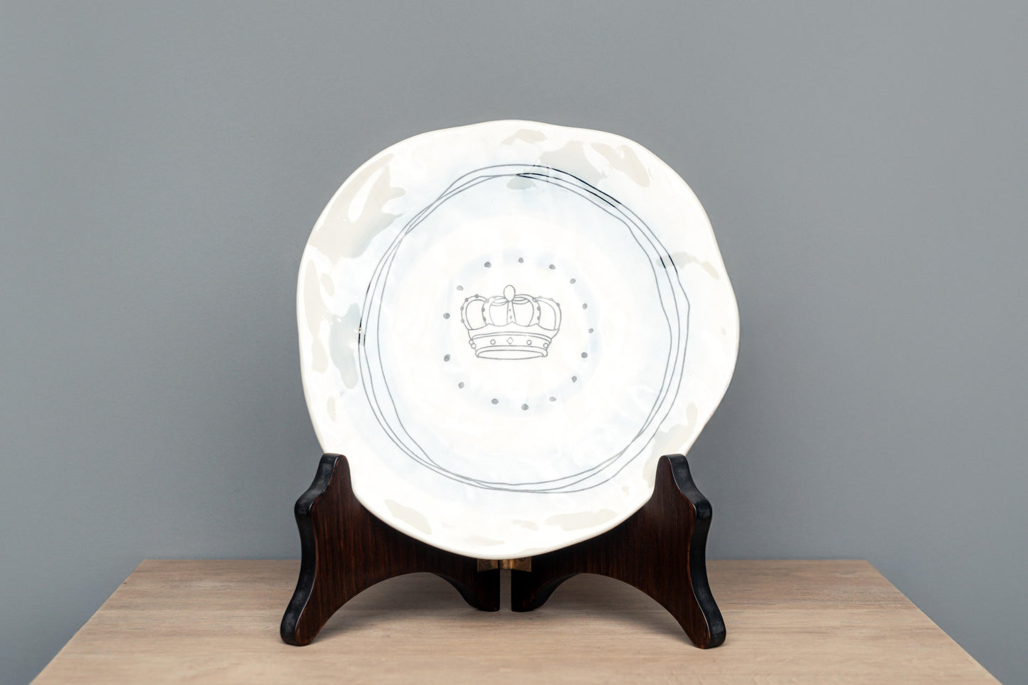 Stoneware Hand-Painted Plate, Key With Stand