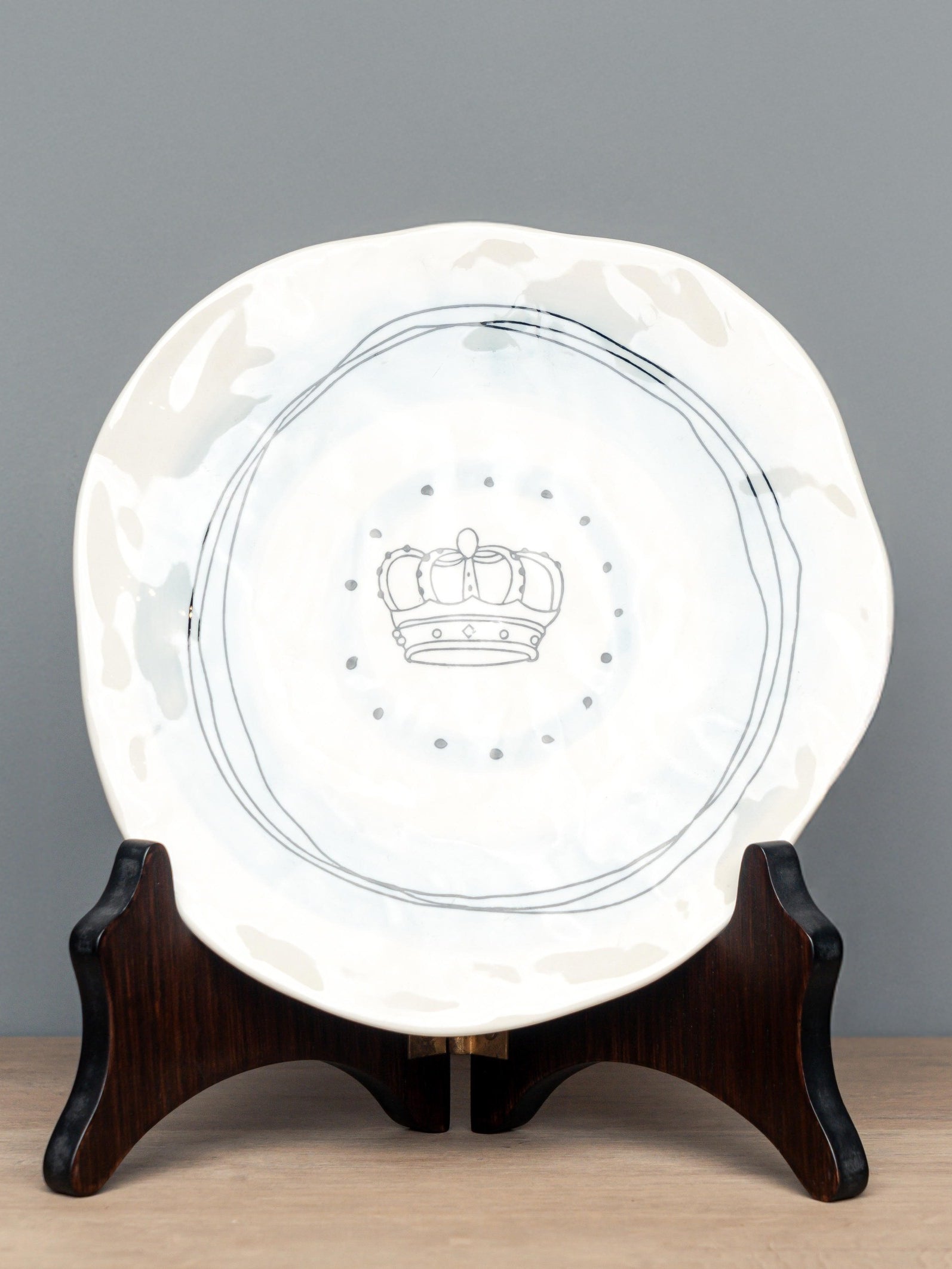 Stoneware Hand-Painted Plate, Key With Stand