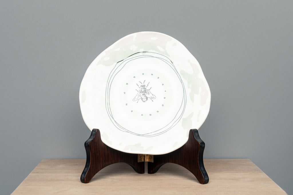 Stoneware Hand-Painted Plate, Key With Stand