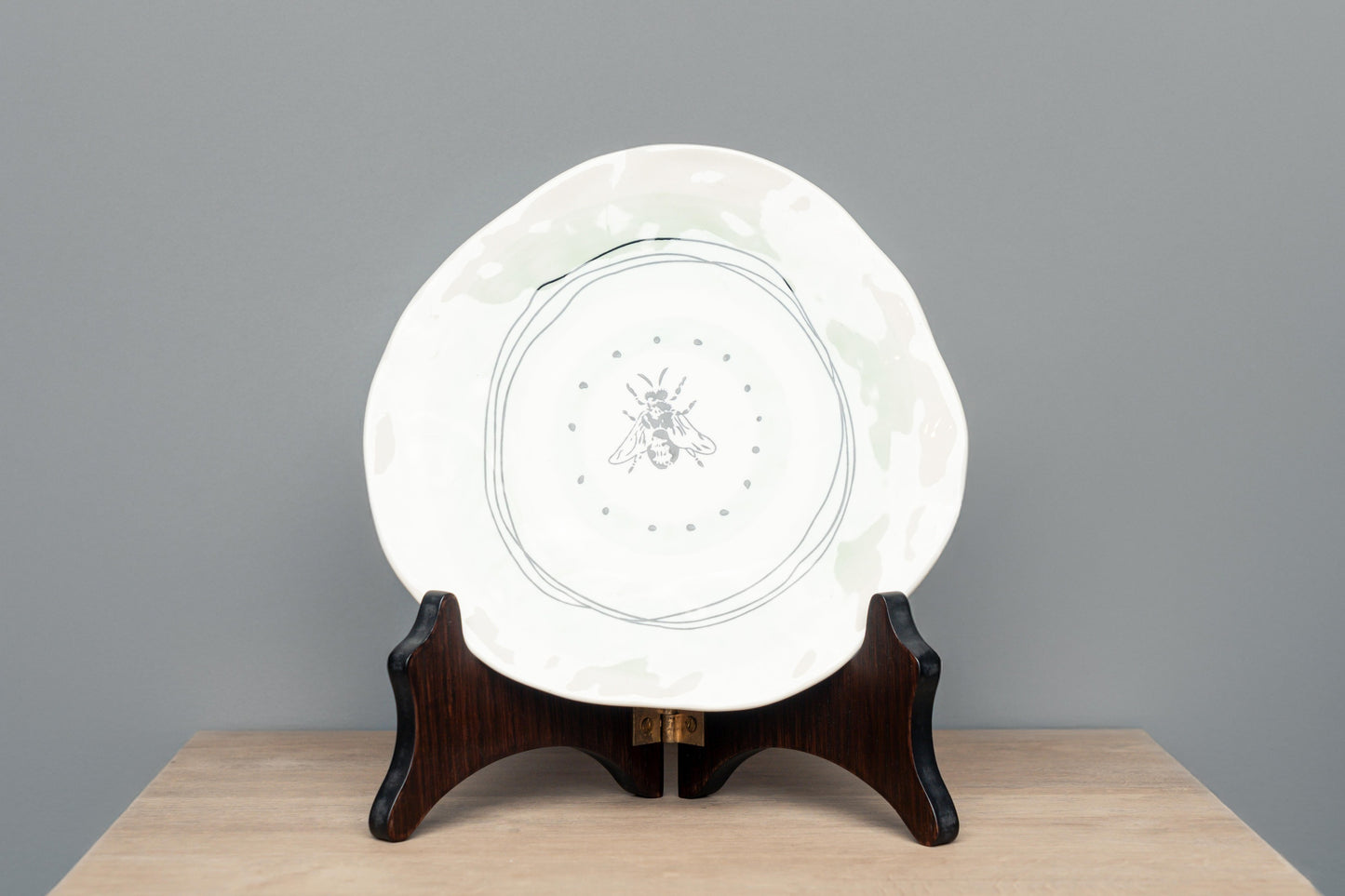 Stoneware Hand-Painted Plate, Key With Stand