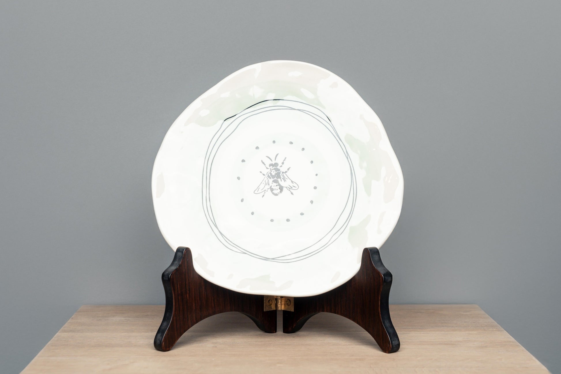 Stoneware Hand-Painted Plate, Key With Stand