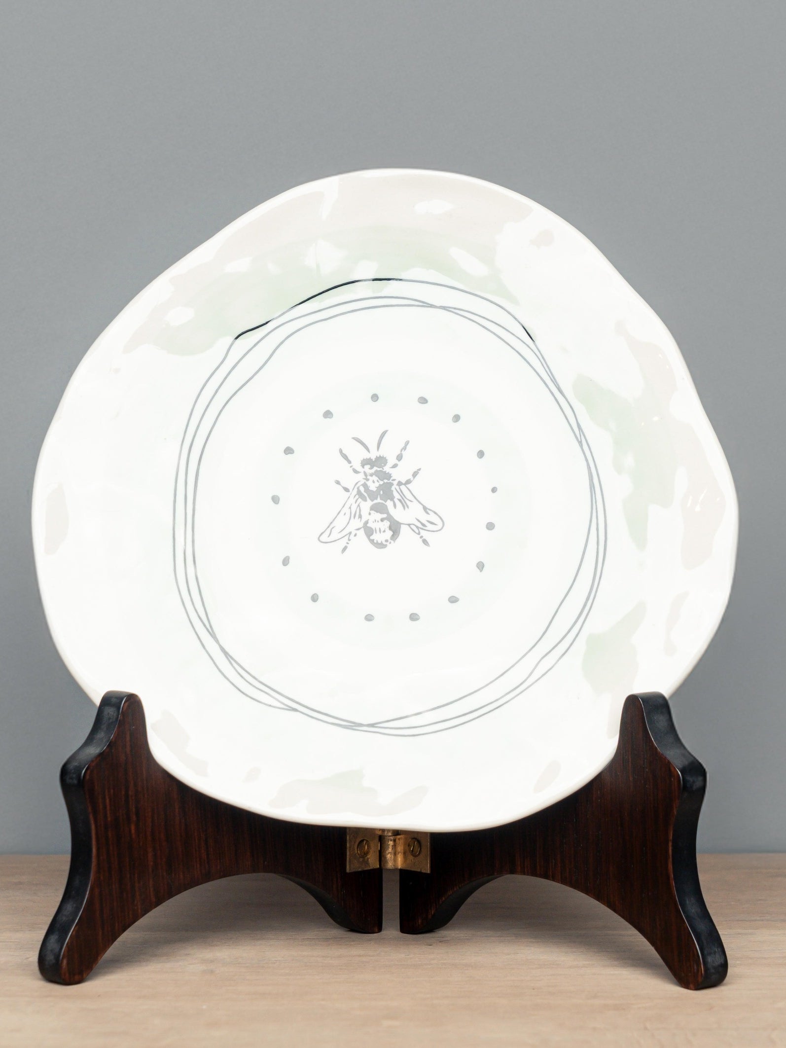 Stoneware Hand-Painted Plate, Key With Stand