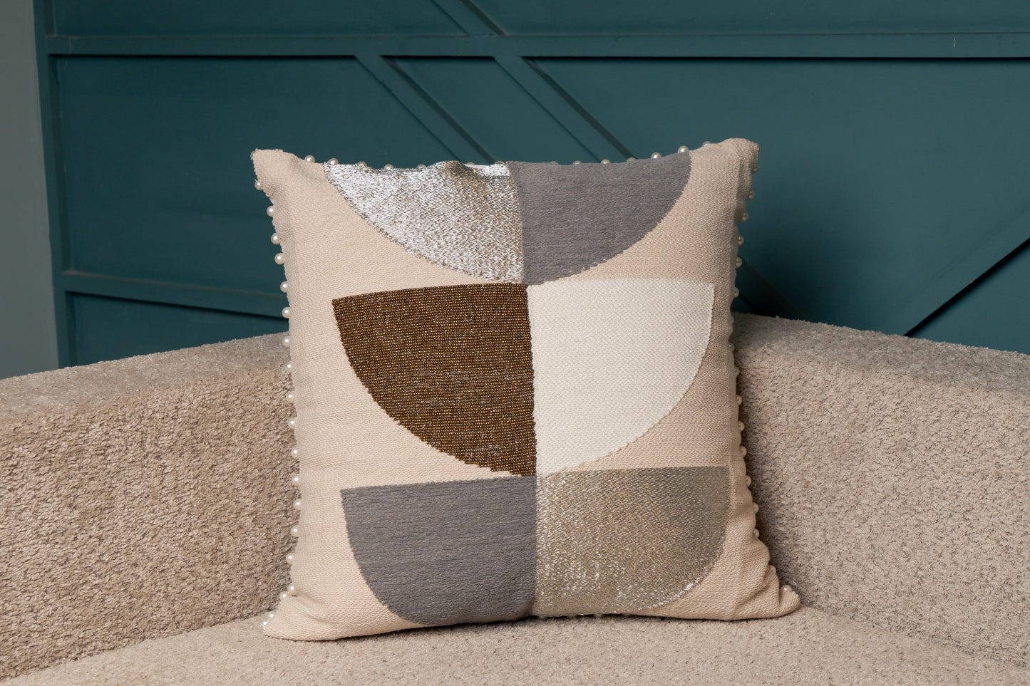 Emb Ivory / Sil Cushions Set of 2