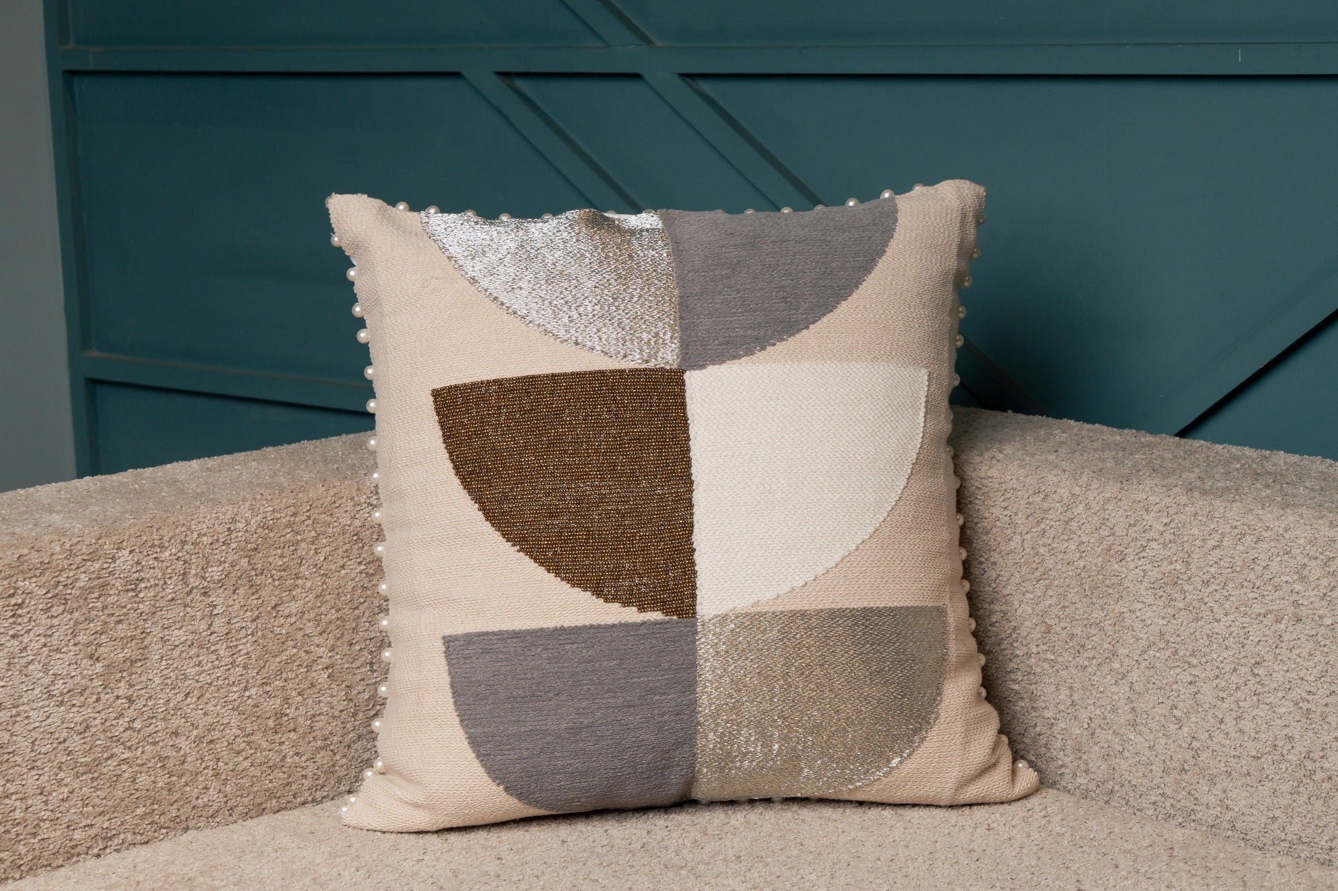 Emb Ivory / Sil Cushions Set of 2