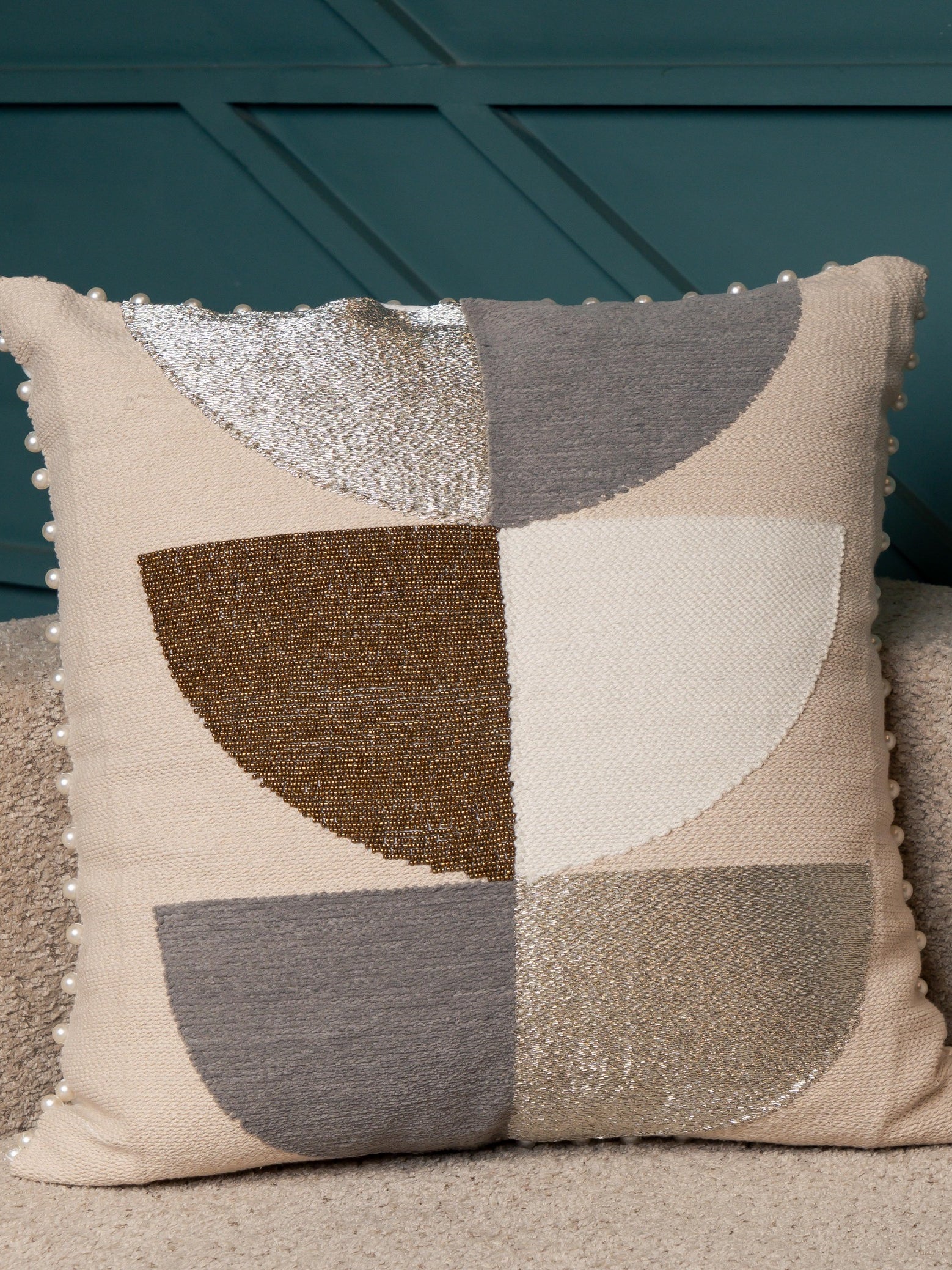 Emb Ivory / Sil Cushions Set of 2