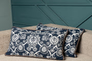 Navy Emb  Cushions Set of 2