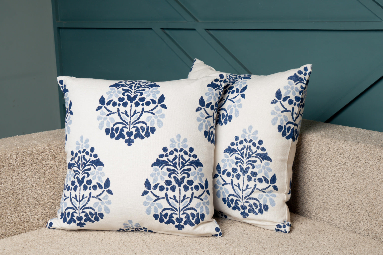 Blue Print Cushion with Fillers Set of 2