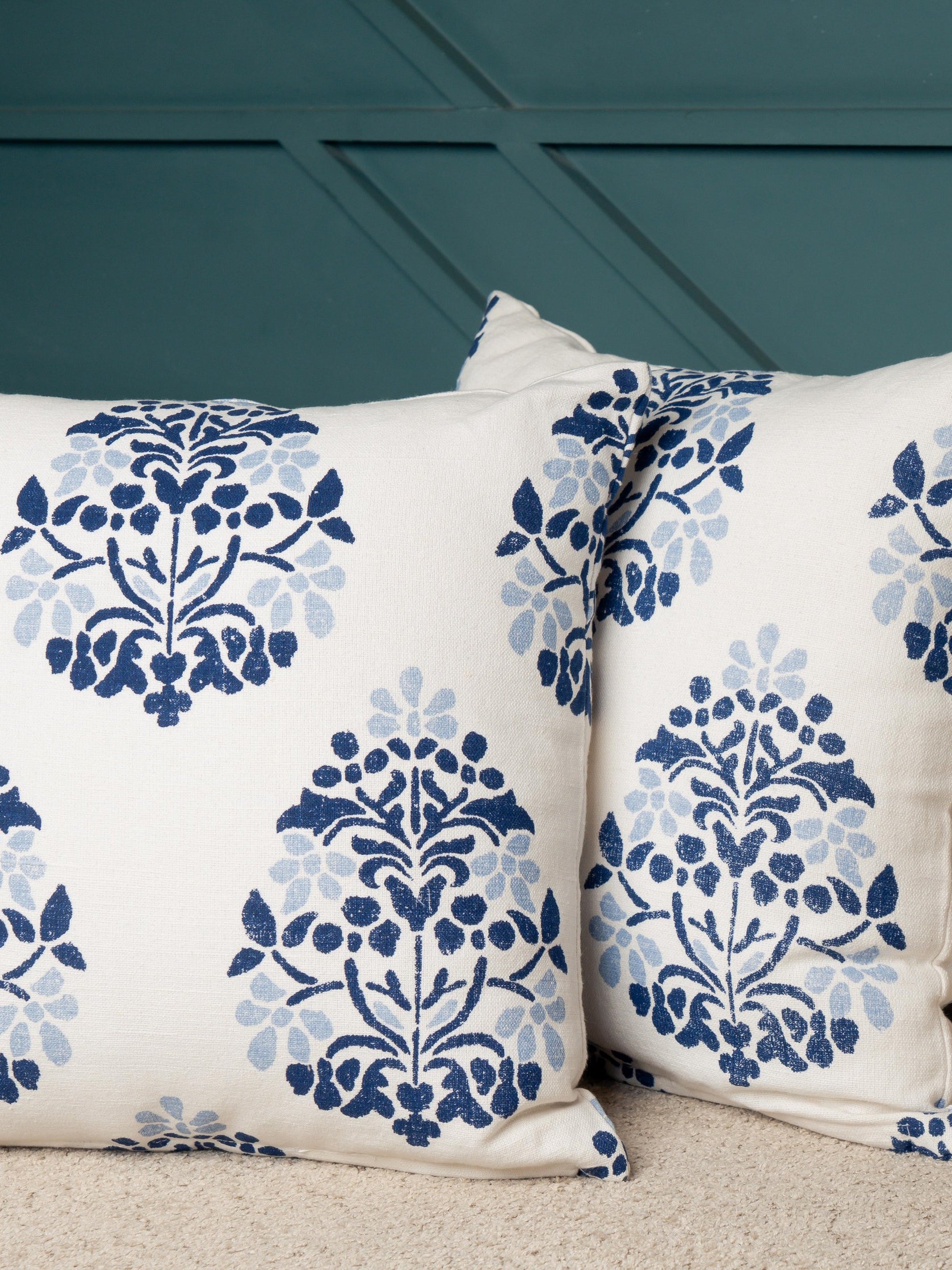 Blue Print Cushion with Fillers Set of 2
