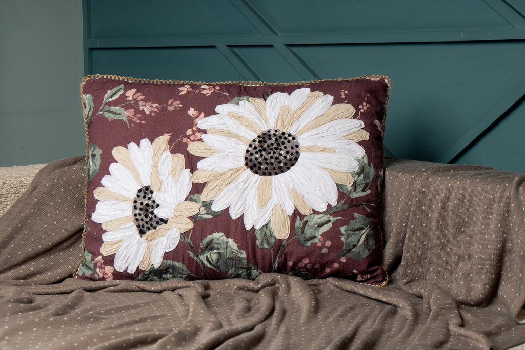 Maroon Printed Emb Rectangular