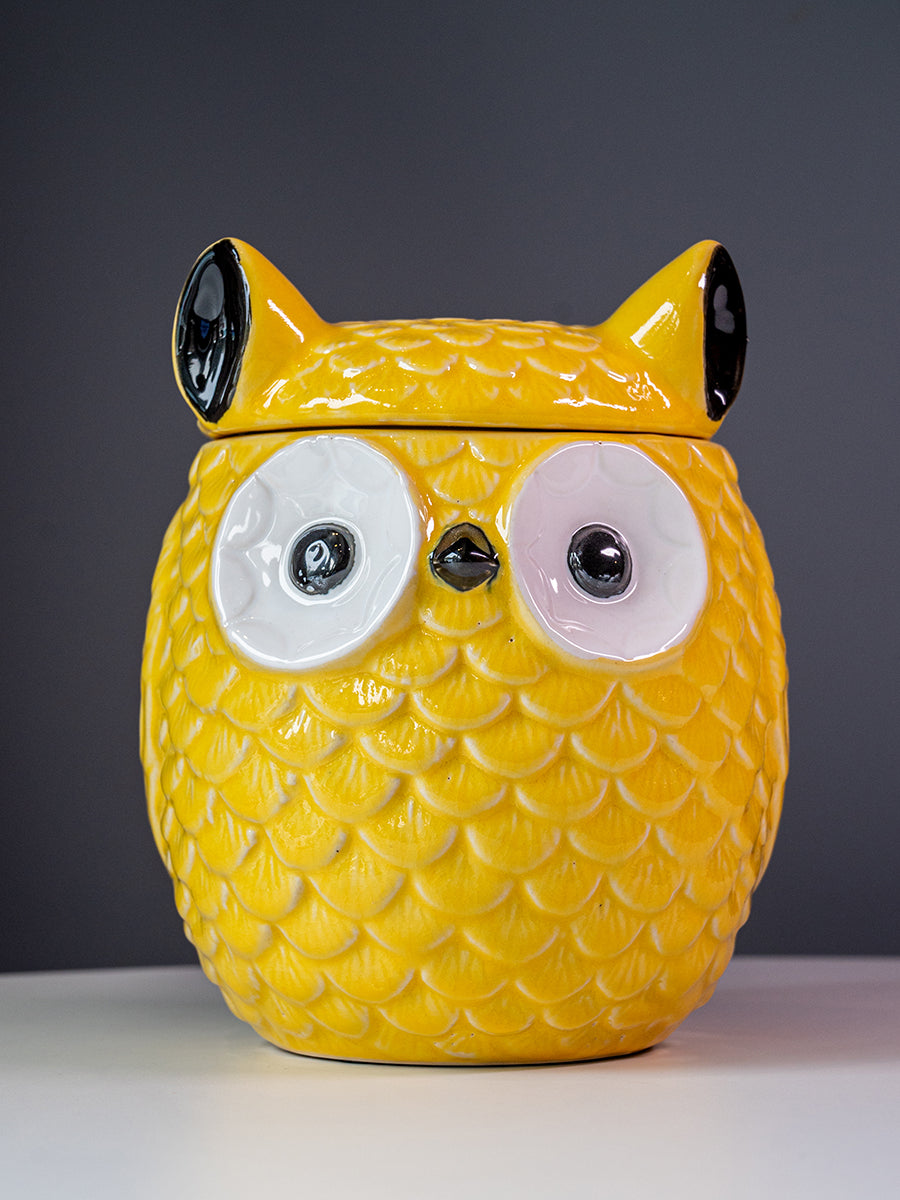 Stoneware Owl Ginger Jar