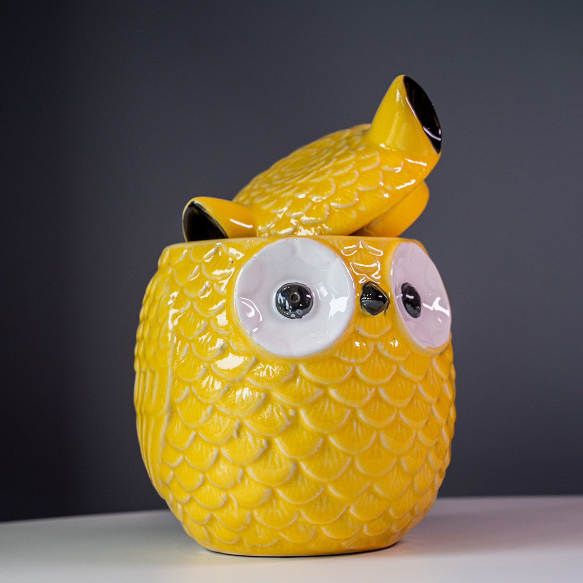 Stoneware Owl Ginger Jar