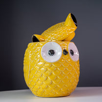 Stoneware Owl Ginger Jar