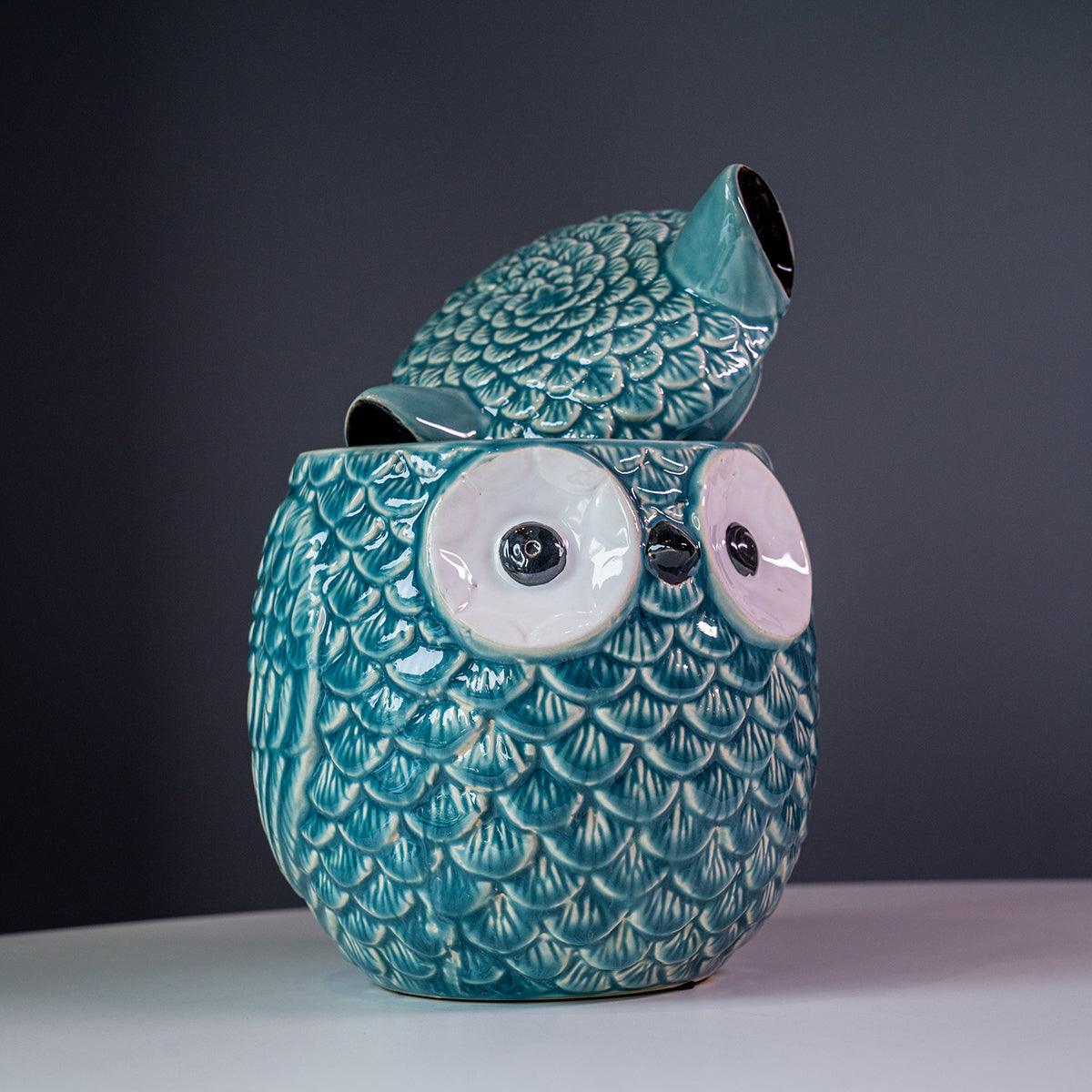 Stoneware Owl Ginger Jar