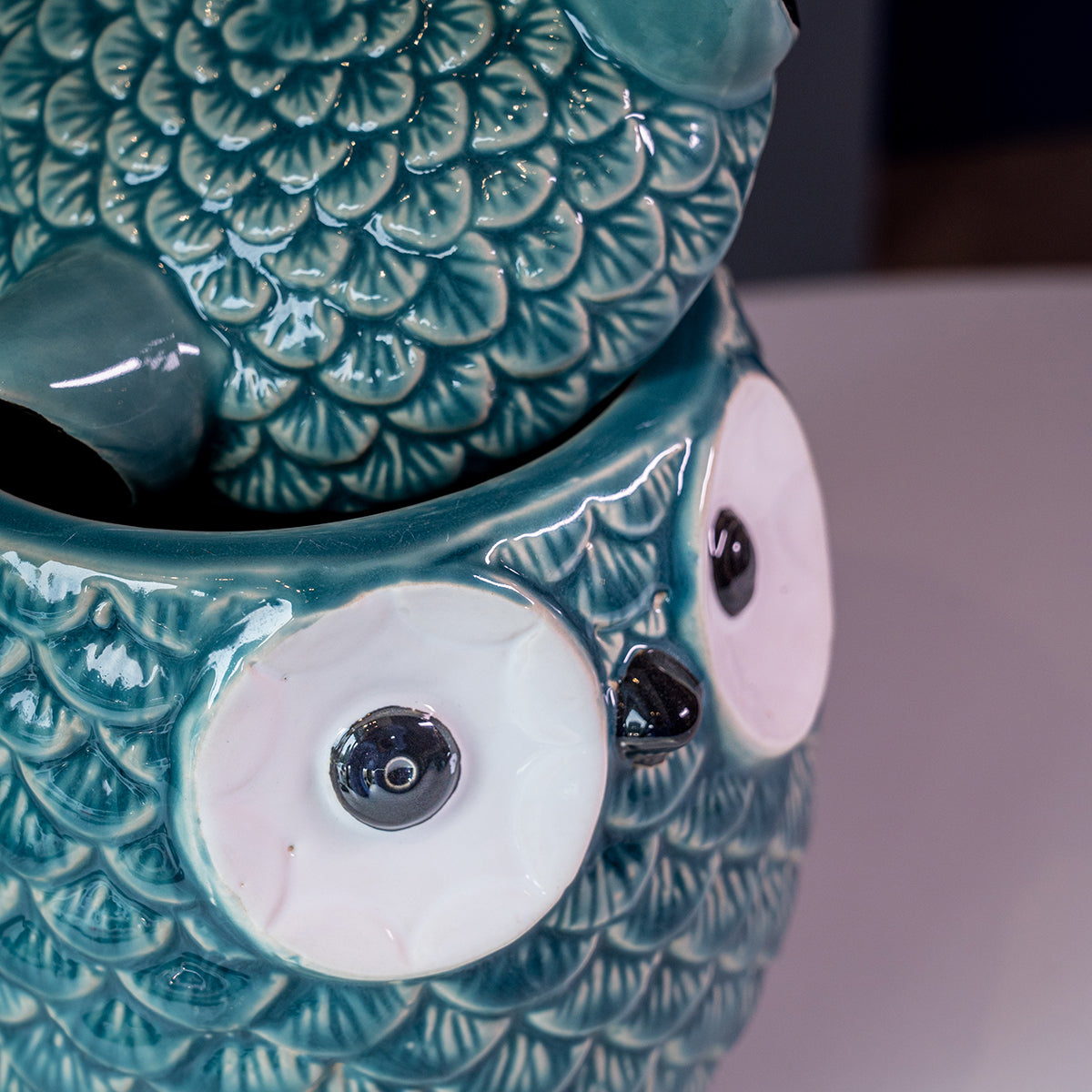 Stoneware Owl Ginger Jar