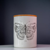 Daphne Stoneware Jar w/ Bamboo Lid &amp; Butterfly
