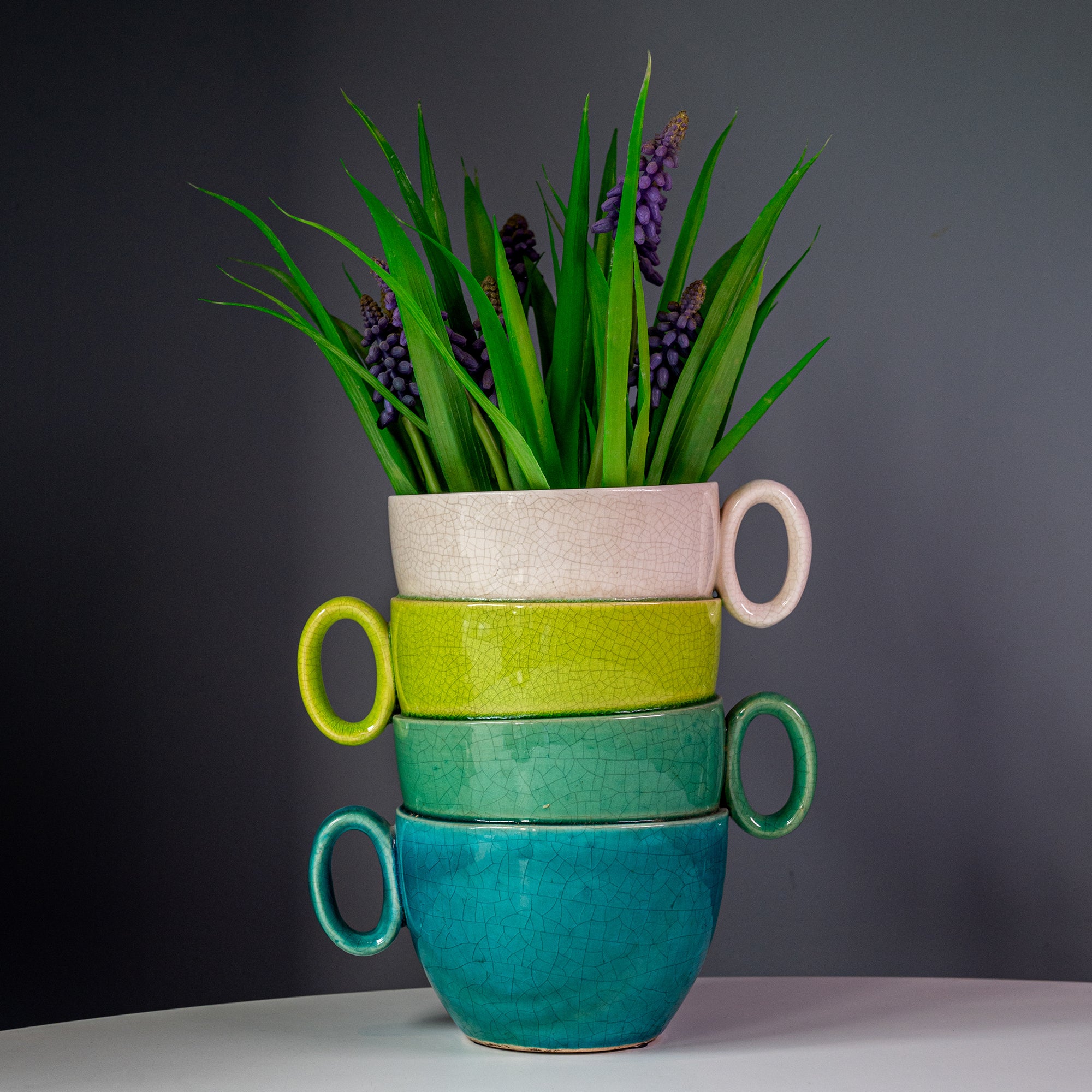 Terra Cotta Stacked Teacup Planter