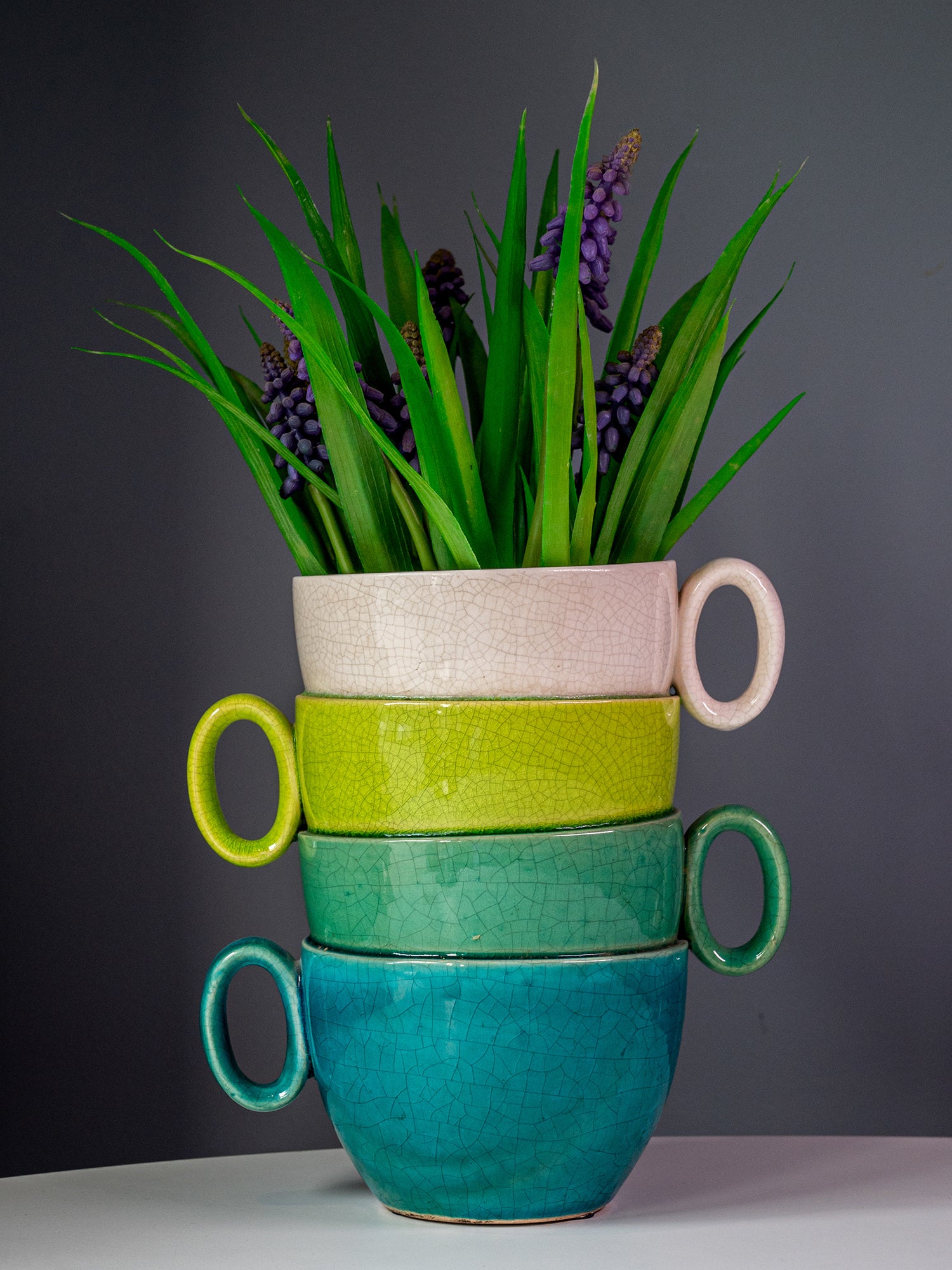 Terra Cotta Stacked Teacup Planter