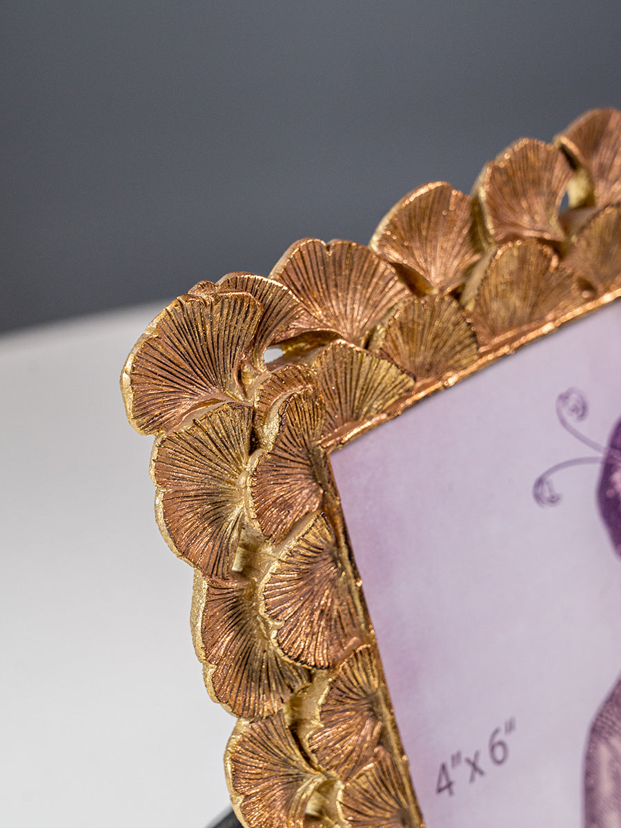 4" x 6" Resin Leaves Photo Frame, Gold