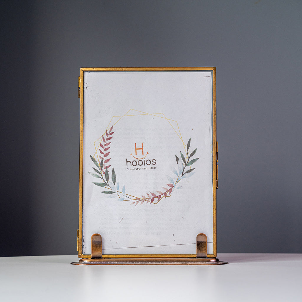 Brass Photo Frame w/ Base, Gold, Large