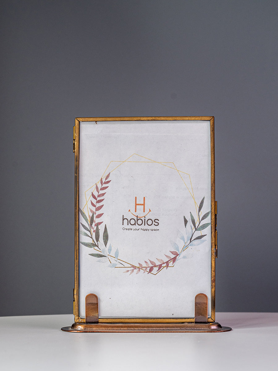 Brass Photo Frame w/ Base, Gold, Small