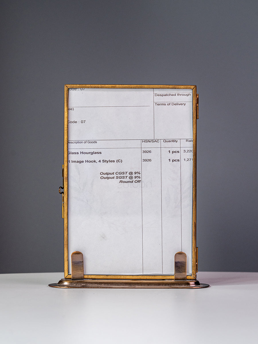 Brass Photo Frame w/ Base, Gold, Small