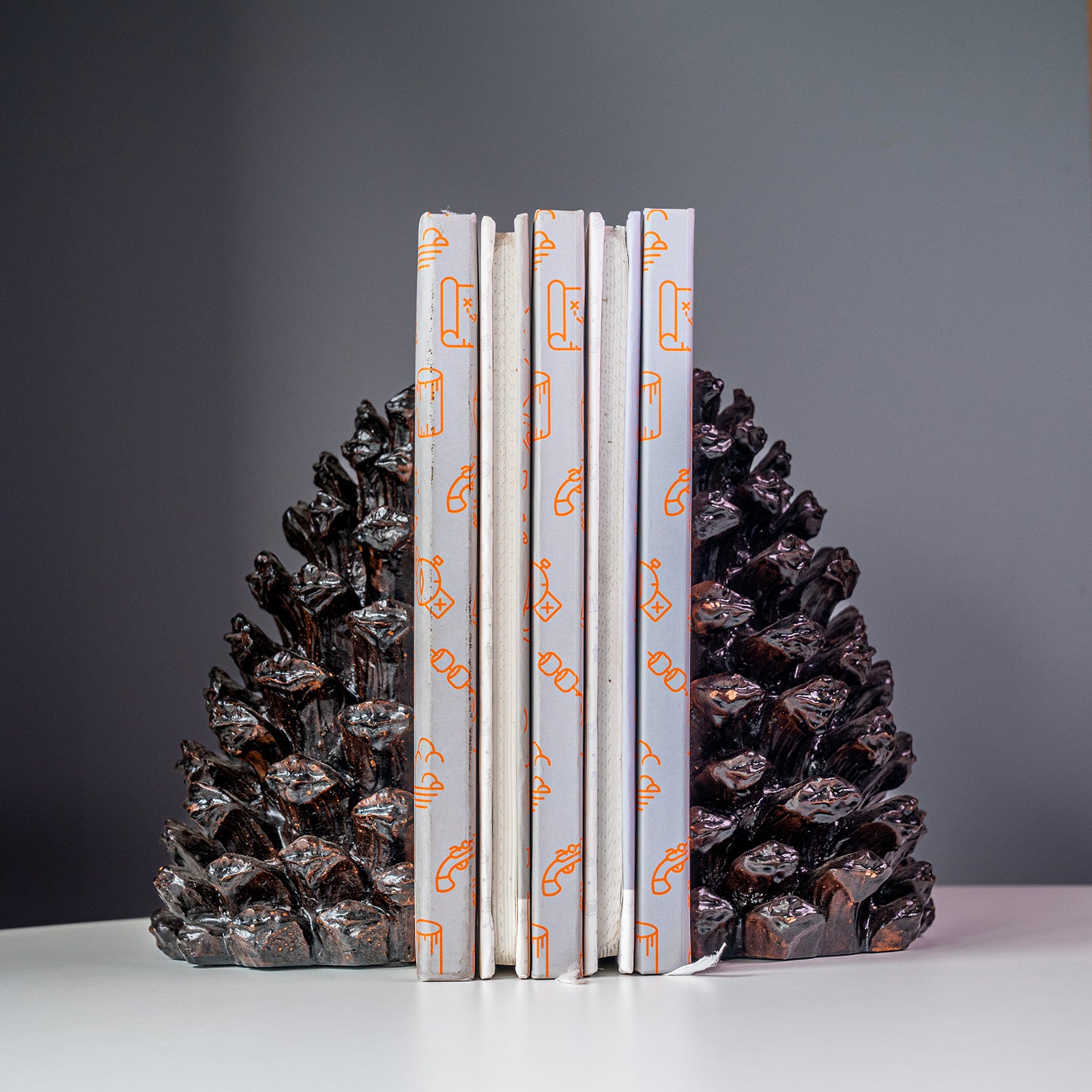 Resin Pinecone Bookends, Bronze Finish, Set of 2