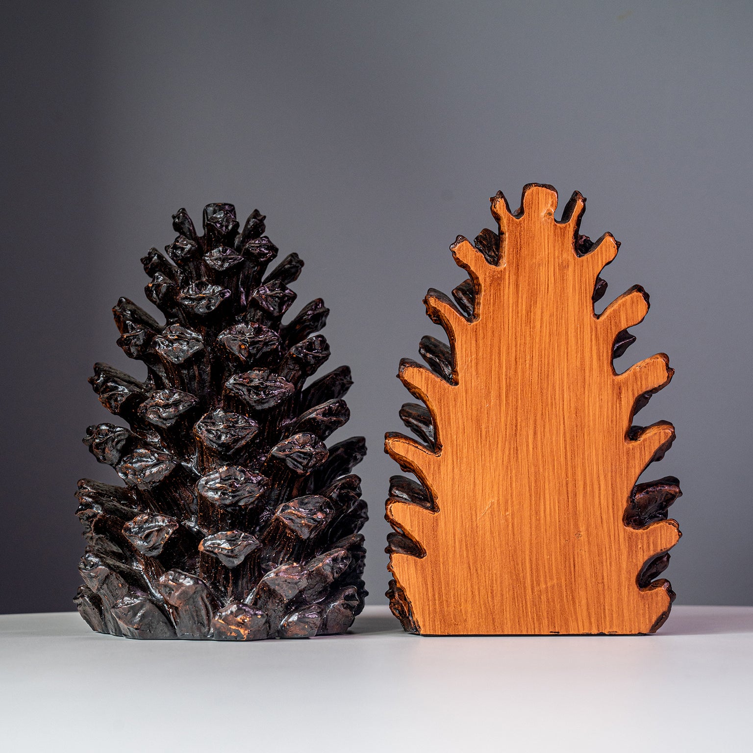 Resin Pinecone Bookends, Bronze Finish, Set of 2