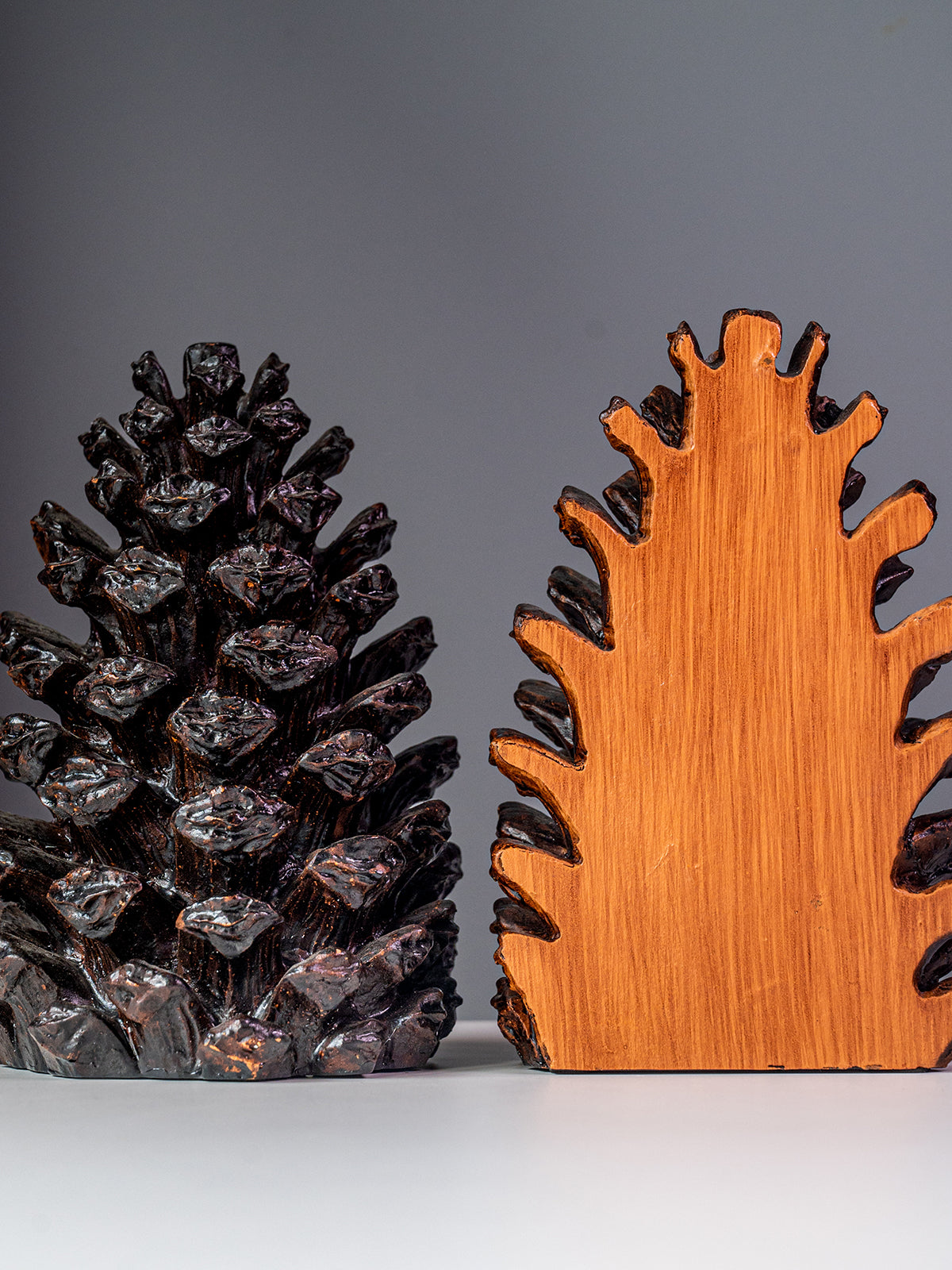 Resin Pinecone Bookends, Bronze Finish, Set of 2