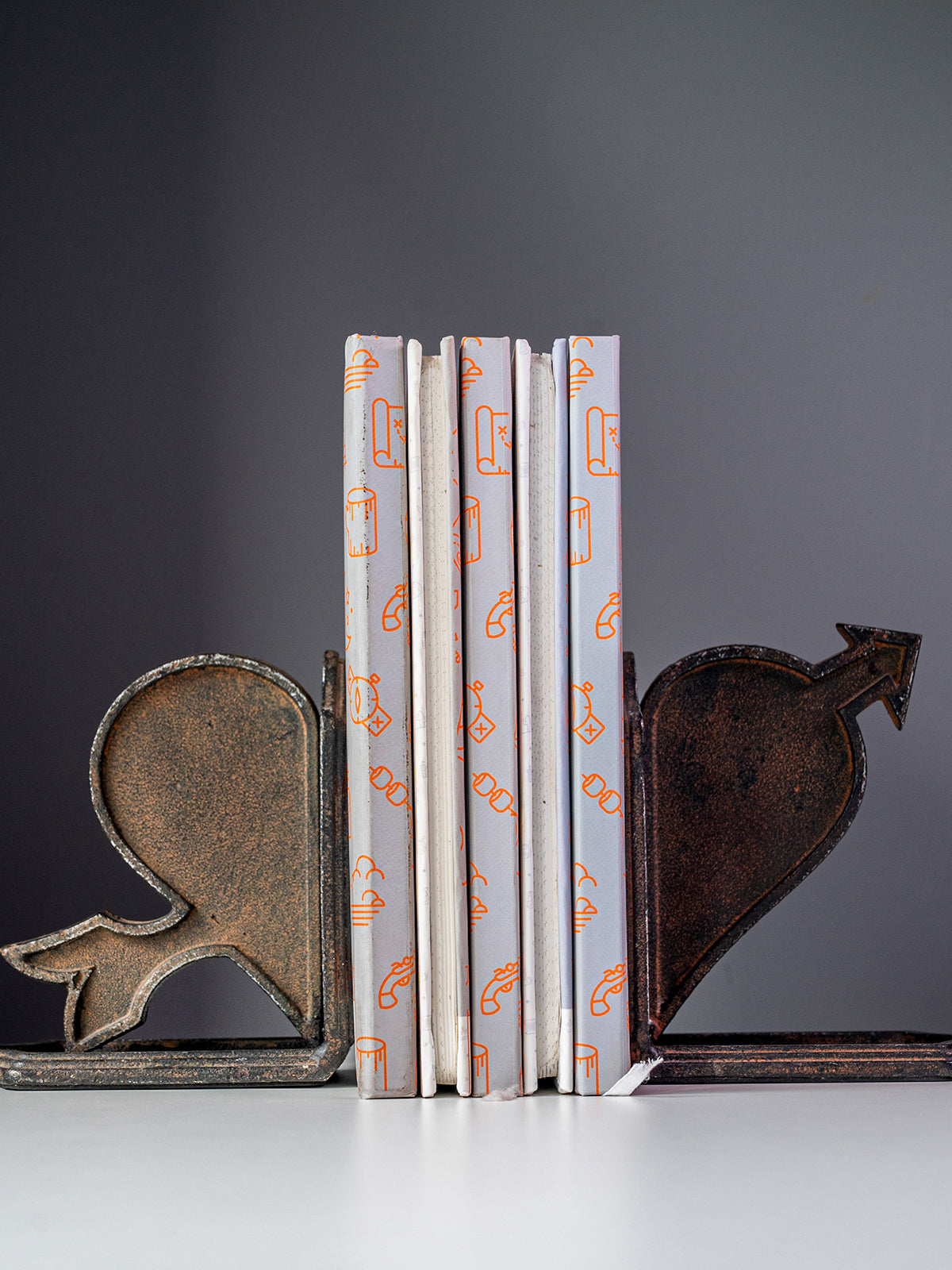 Cast Iron Heart & Arrow Bookends, Set of 2