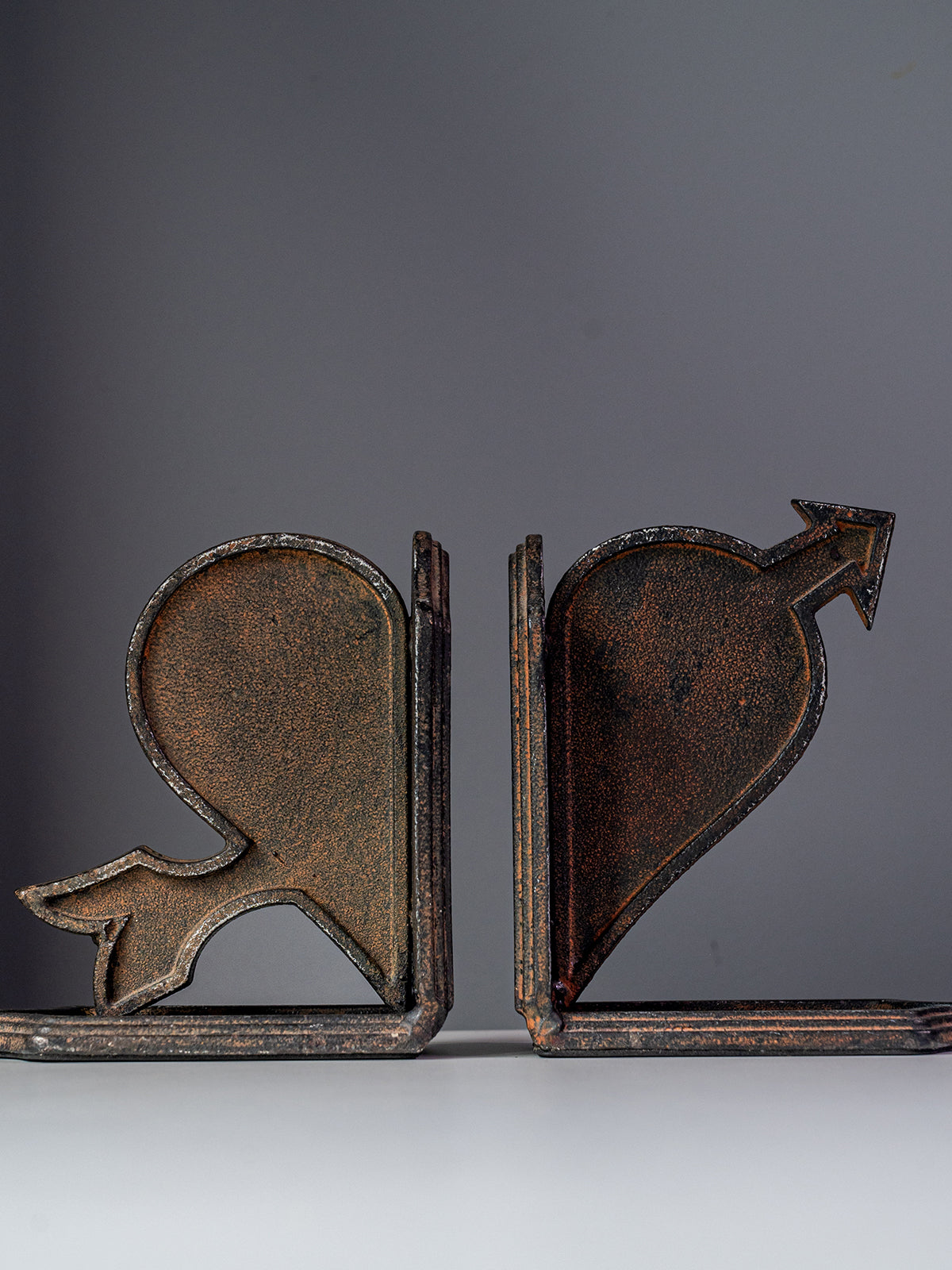 Cast Iron Heart & Arrow Bookends, Set of 2