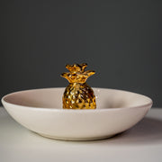 Stoneware Jewelry Holder White / Gold Pineapple