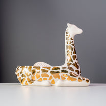 Stoneware Giraffe Shaped Soap Dish, Gold &amp; White