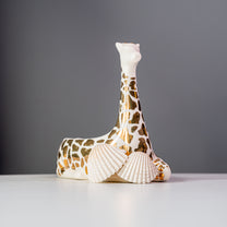 Stoneware Giraffe Shaped Soap Dish, Gold &amp; White