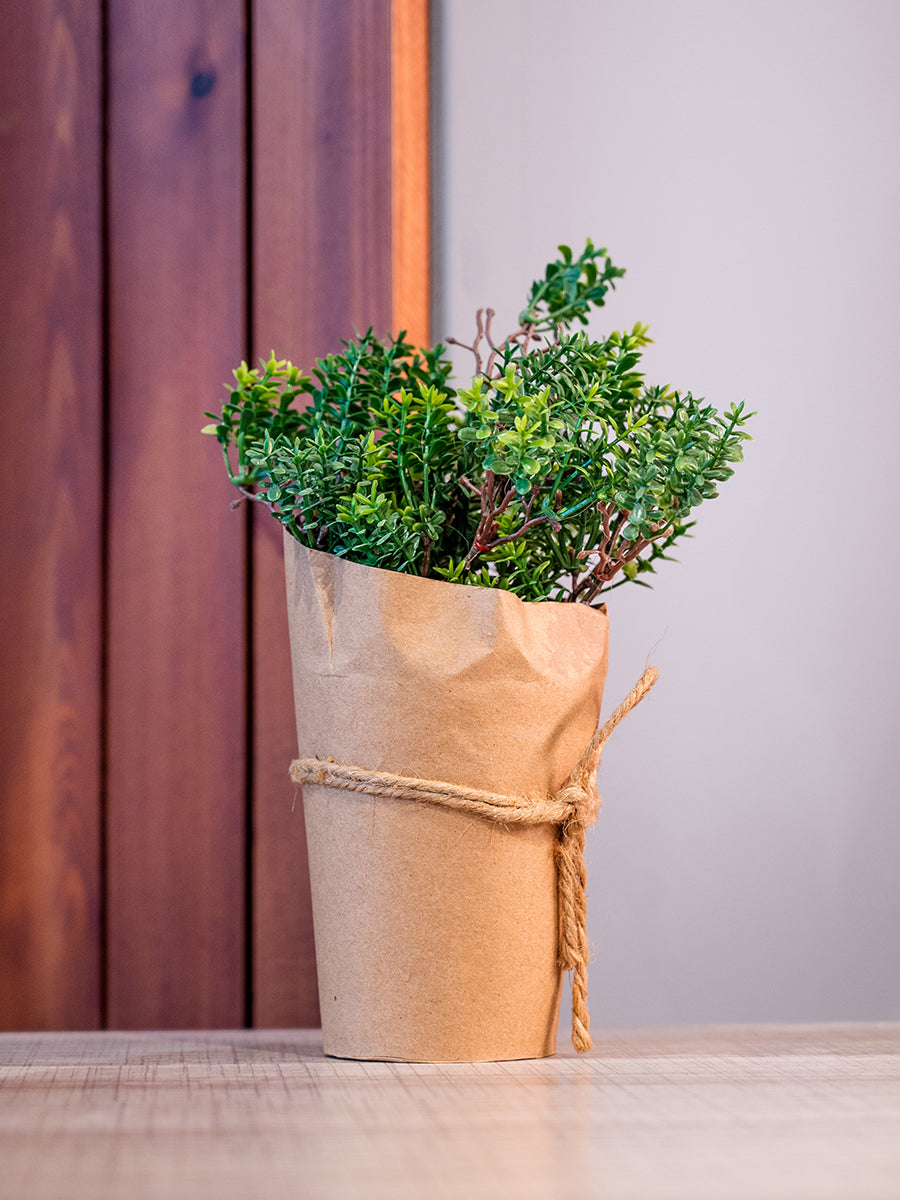 Large Artificial Plant in Paper Wrapped Pot