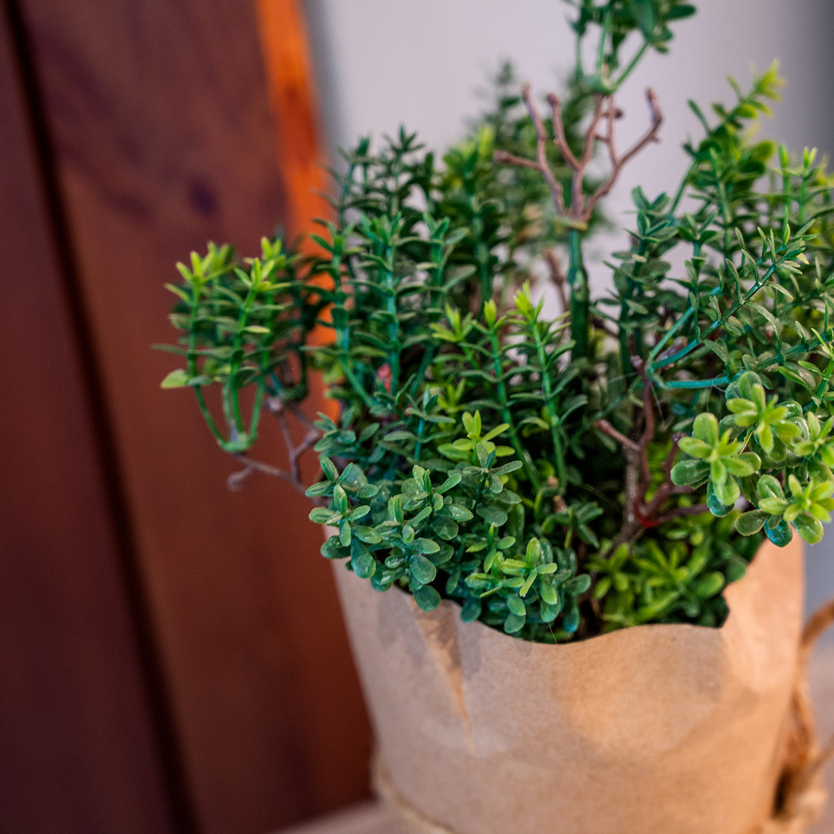 Large Artificial Plant in Paper Wrapped Pot