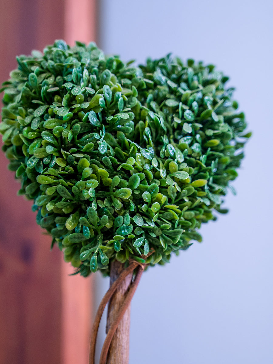 Pruned Heart/Bird Faux Greenery in pair