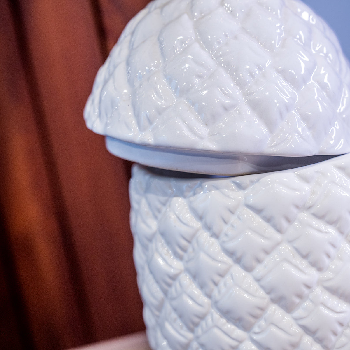 Dolomite Pineapple Shaped Jar, White/Gold