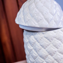 Dolomite Pineapple Shaped Jar, White/Gold