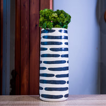 Dolomite Vase w/ Stripes, Black &amp; White