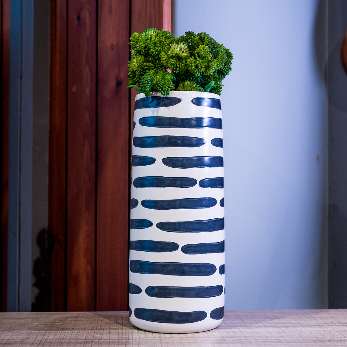 Dolomite Vase w/ Stripes, Black & White