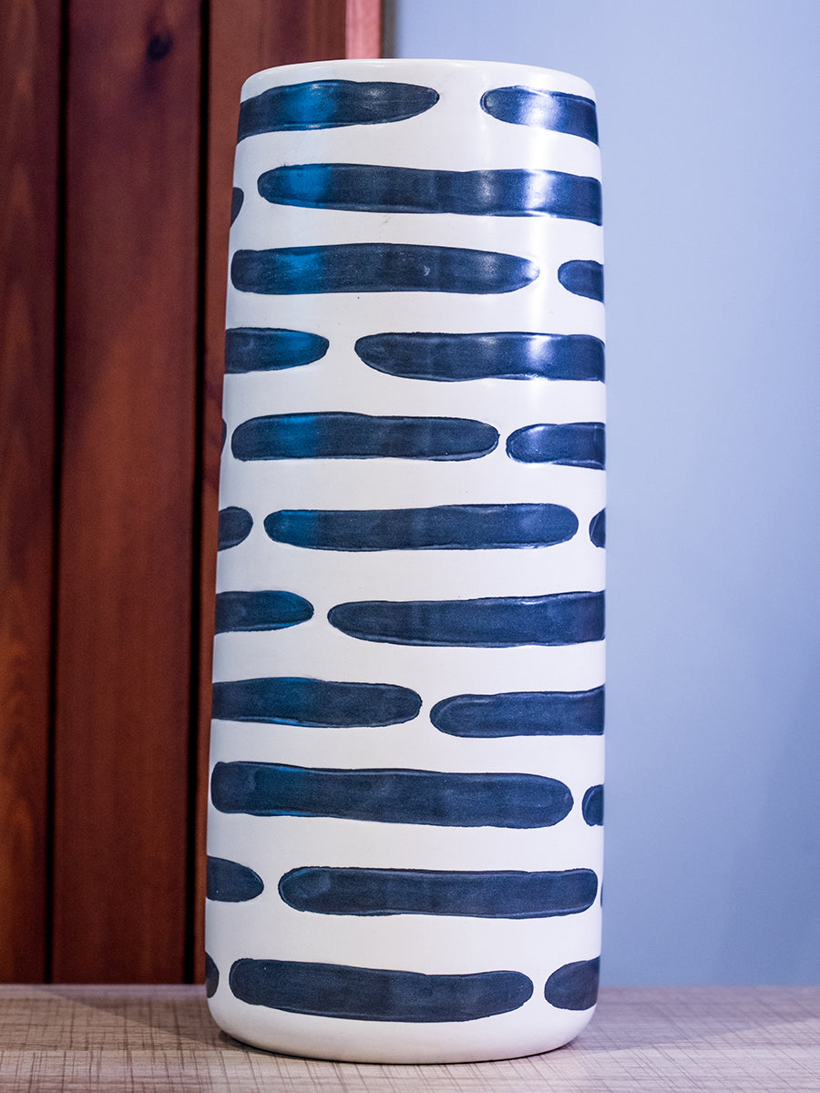 Dolomite Vase w/ Stripes, Black & White