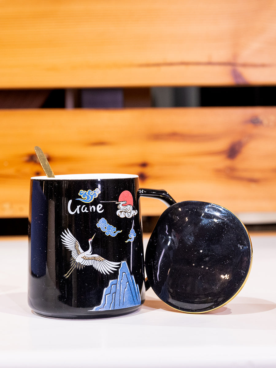 Ceramic Mug w/ Lid & Spoon in Color Box, Set of 3