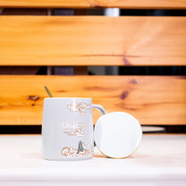 Ceramic Mug w/ Lid &amp; Spoon in Color Box, Set of 3