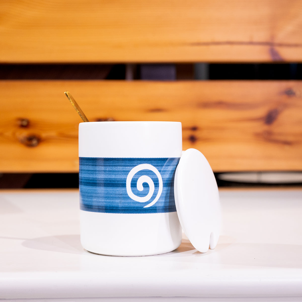 Ceramic Mug w/ Lid &amp; Spoon in Color Box, Set of 3